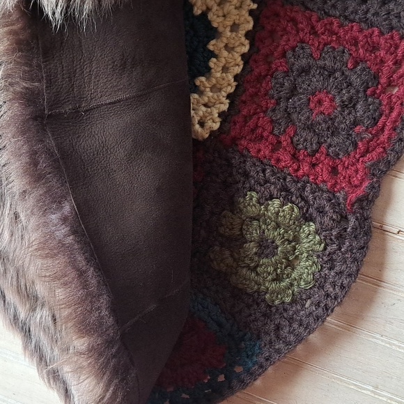 Crochet Pattern Granny Square Reversible Fur Patchwork Long Heavy Cardigan Coat - Picture 12 of 15